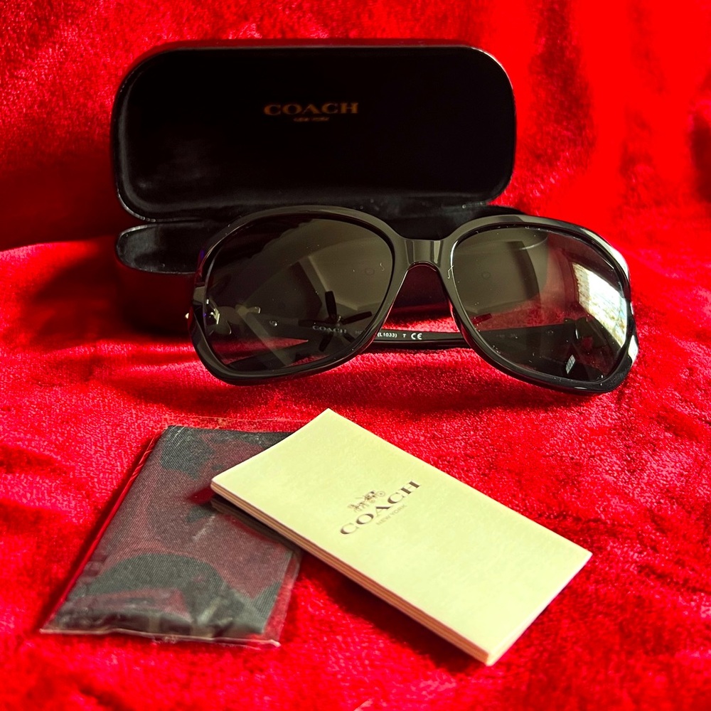 Coach Black Sunglasses w/ silver flower accents